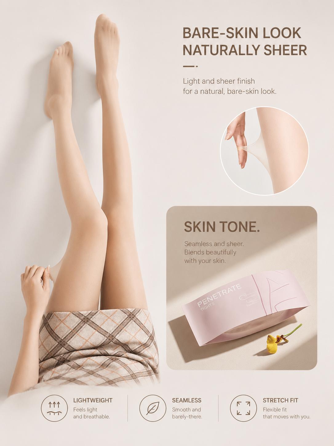 Ultra Sheer Tights for Women, Bare-Leg Look Pantyhose