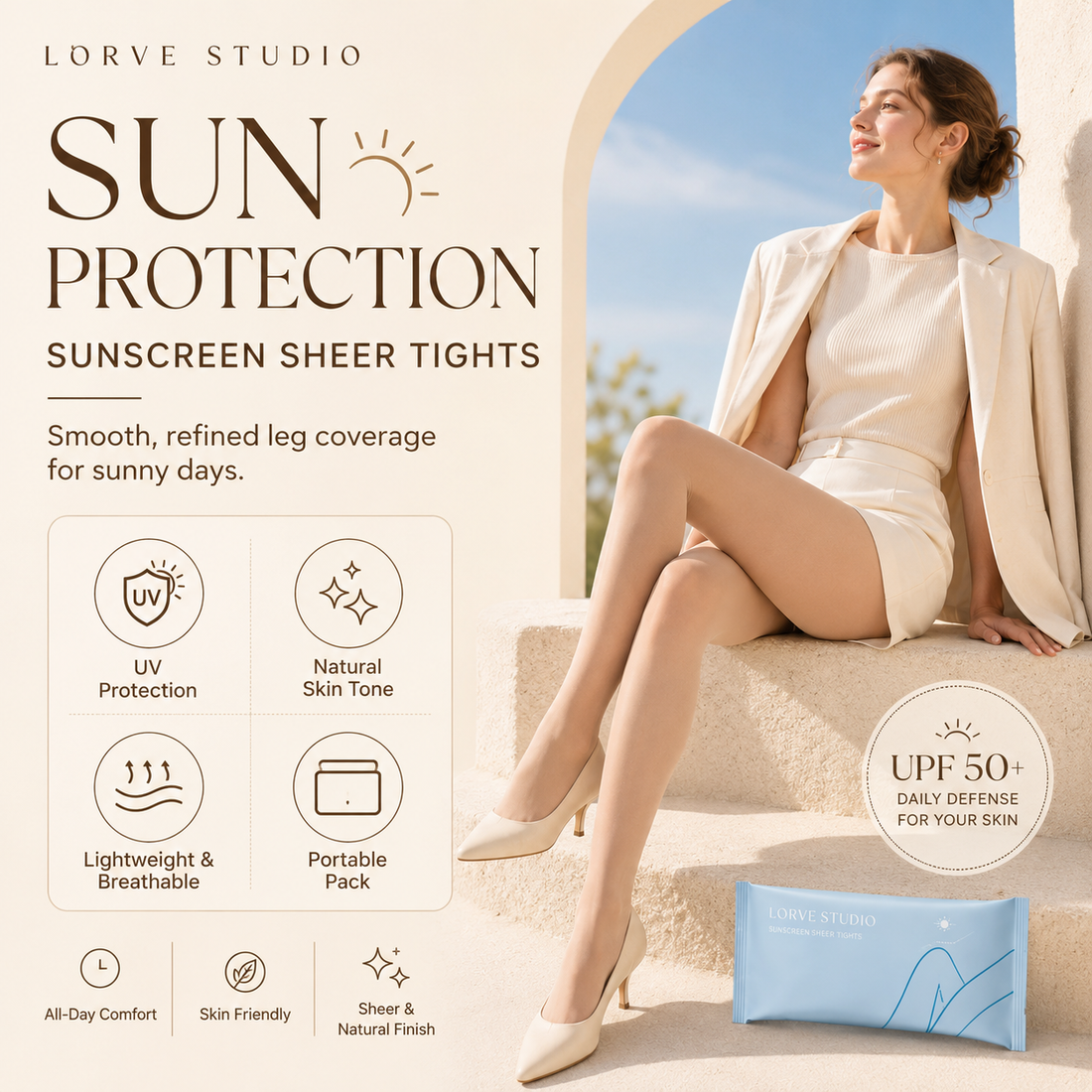 Sun Protection Sheer Tights for Women, Lightweight Coverage Pantyhose
