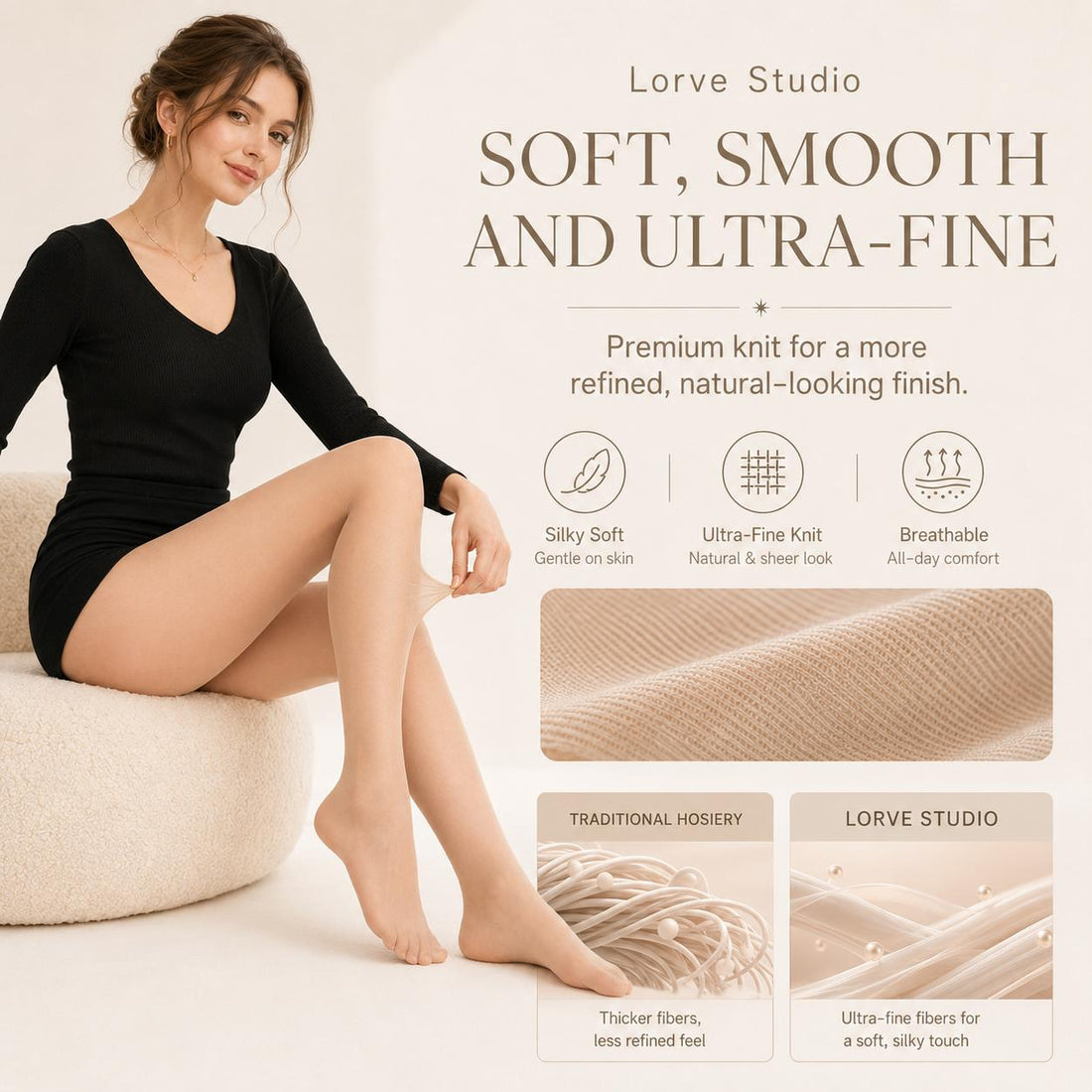Ultra Sheer Tights for Women, Bare-Leg Look Pantyhose