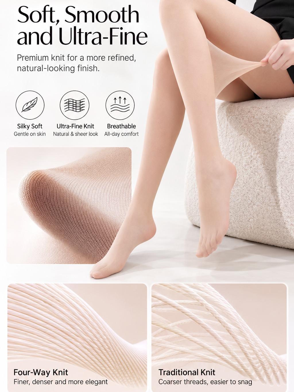Sun Protection Sheer Tights for Women, Lightweight Coverage Pantyhose