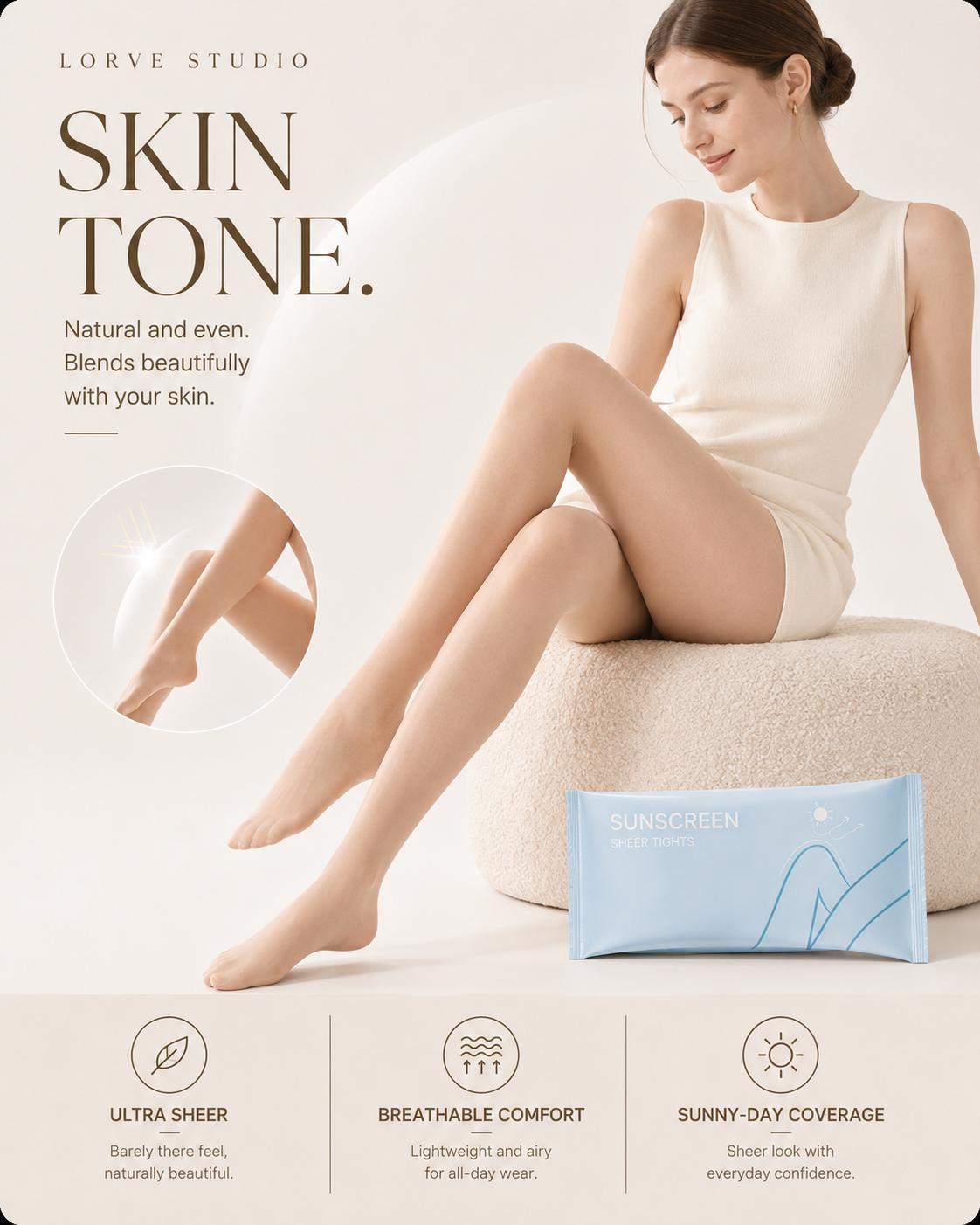 Sun Protection Sheer Tights for Women, Lightweight Coverage Pantyhose
